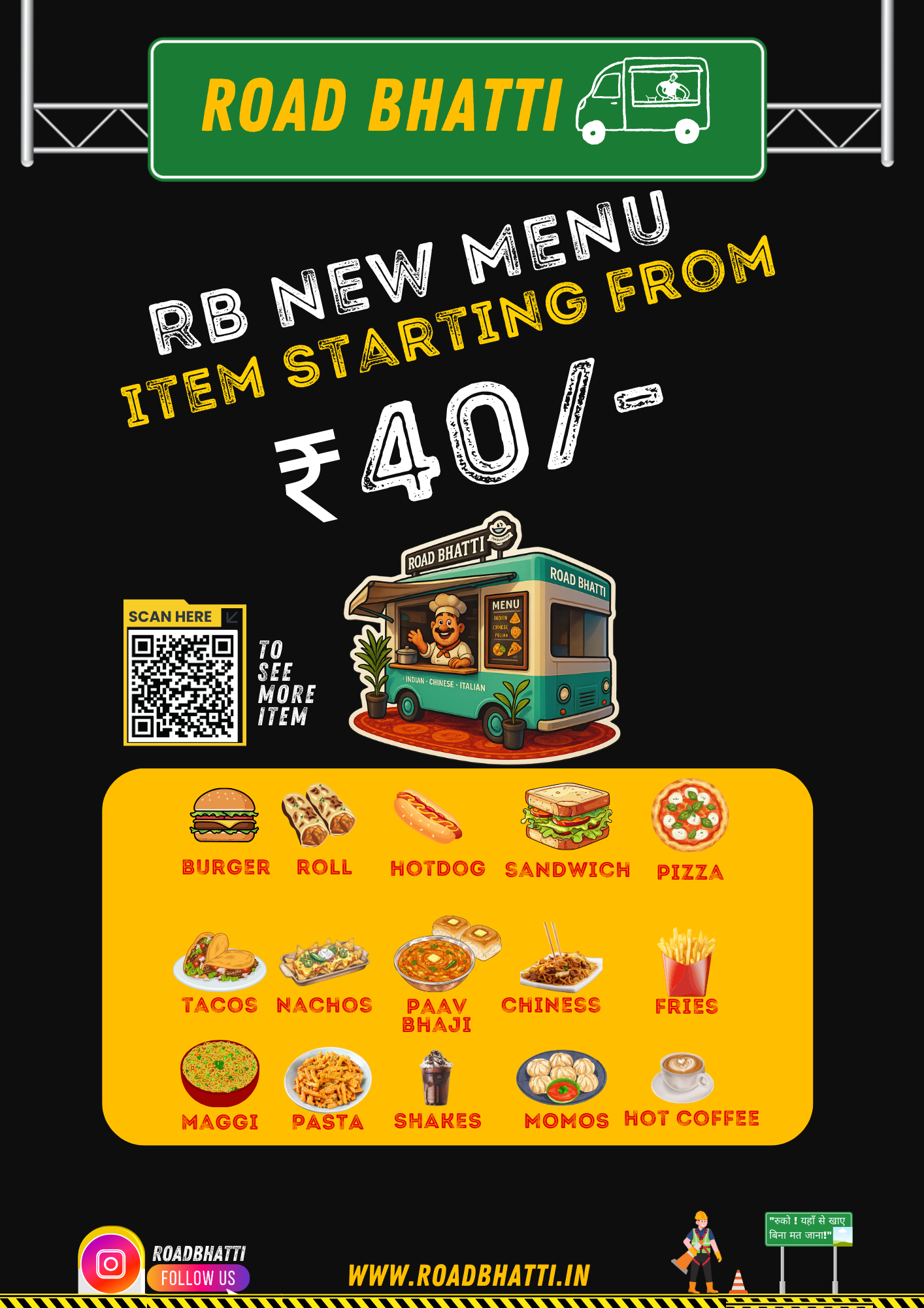 Road Bhatti promotional menu poster overview
